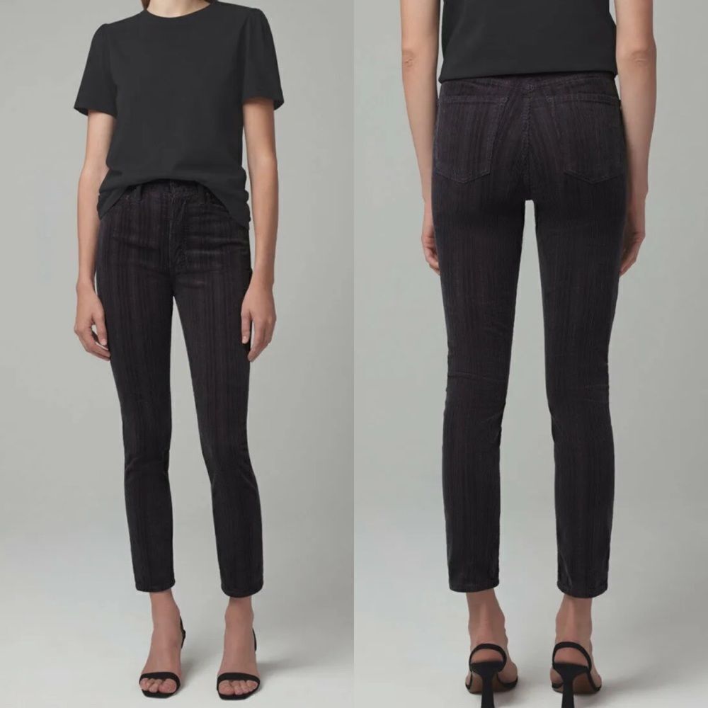 Citizens of humanity olivia high‎ rise slim ankle corduroy pants gray size 26